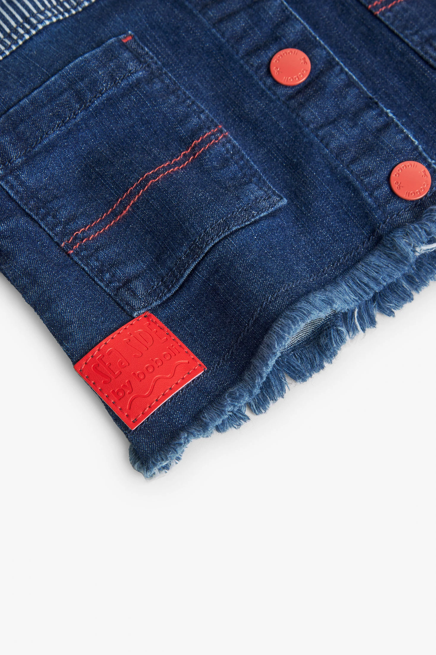 Listed denim jacket for baby girls in blue
