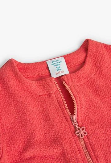 Embossed knit jacket for baby girls in red