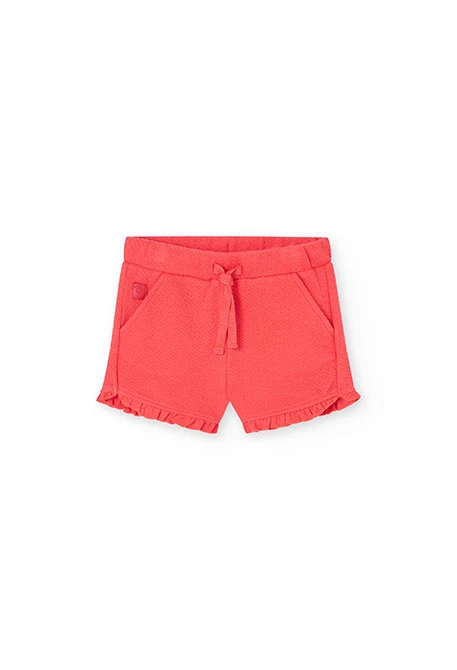 Pantalons curts de punt relleu de bebè nena en vermell