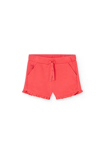 Pantalons curts de punt relleu de bebè nena en vermell