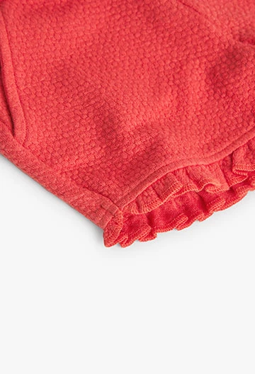 Pantaloncini in jersey rilievo da neonata rossi