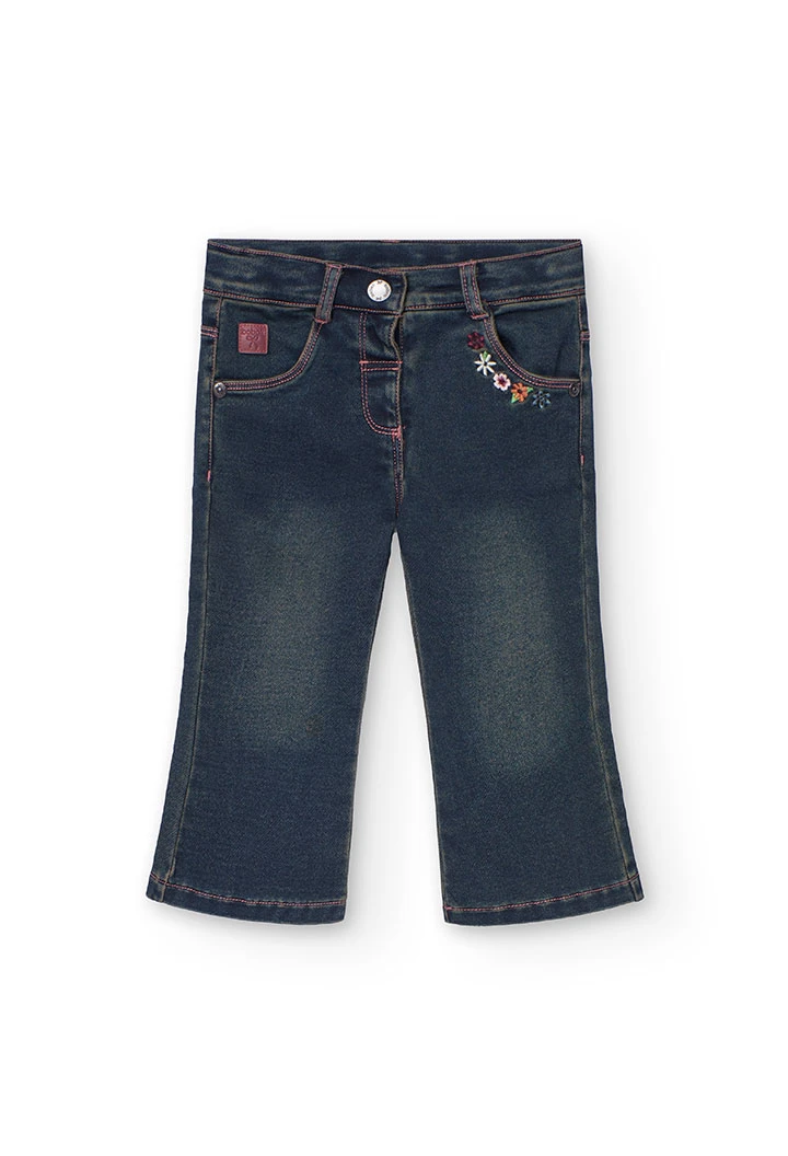 Baby girl\'s dark blue denim trousers