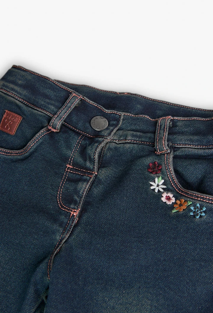 Pantalon en denim pour bébé fille en bleu foncé