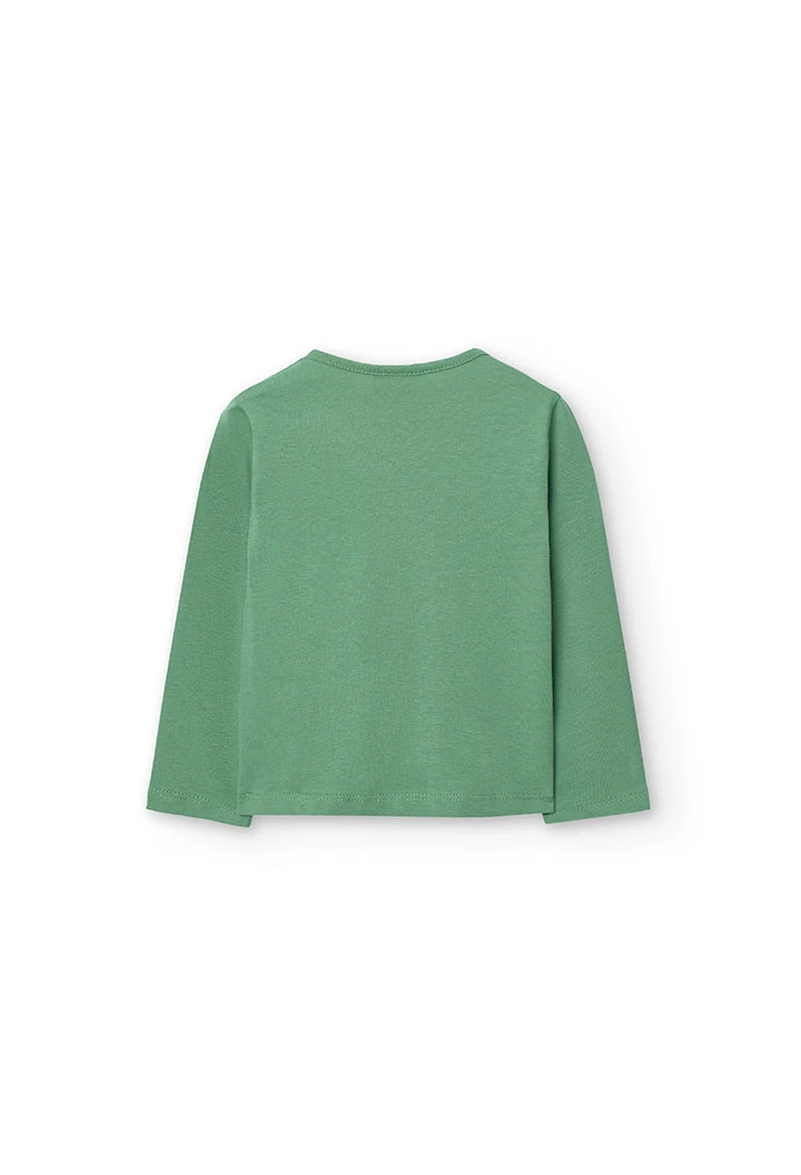 Knitted T-shirt for baby girl in green