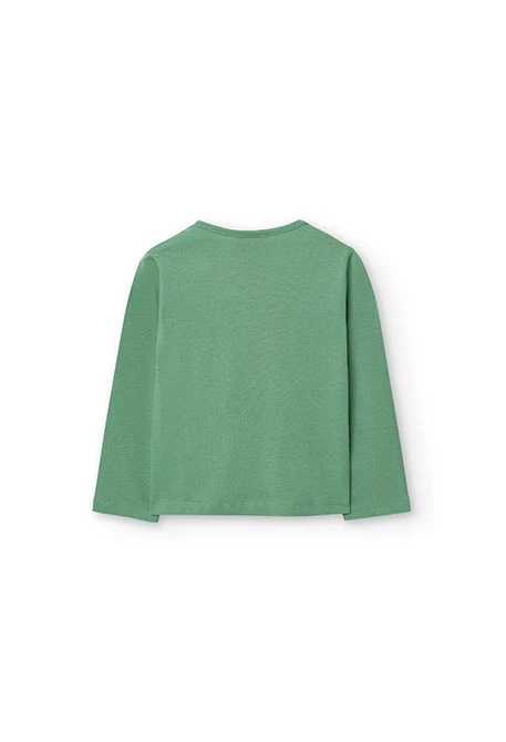 Knitted T-shirt for baby girl in green