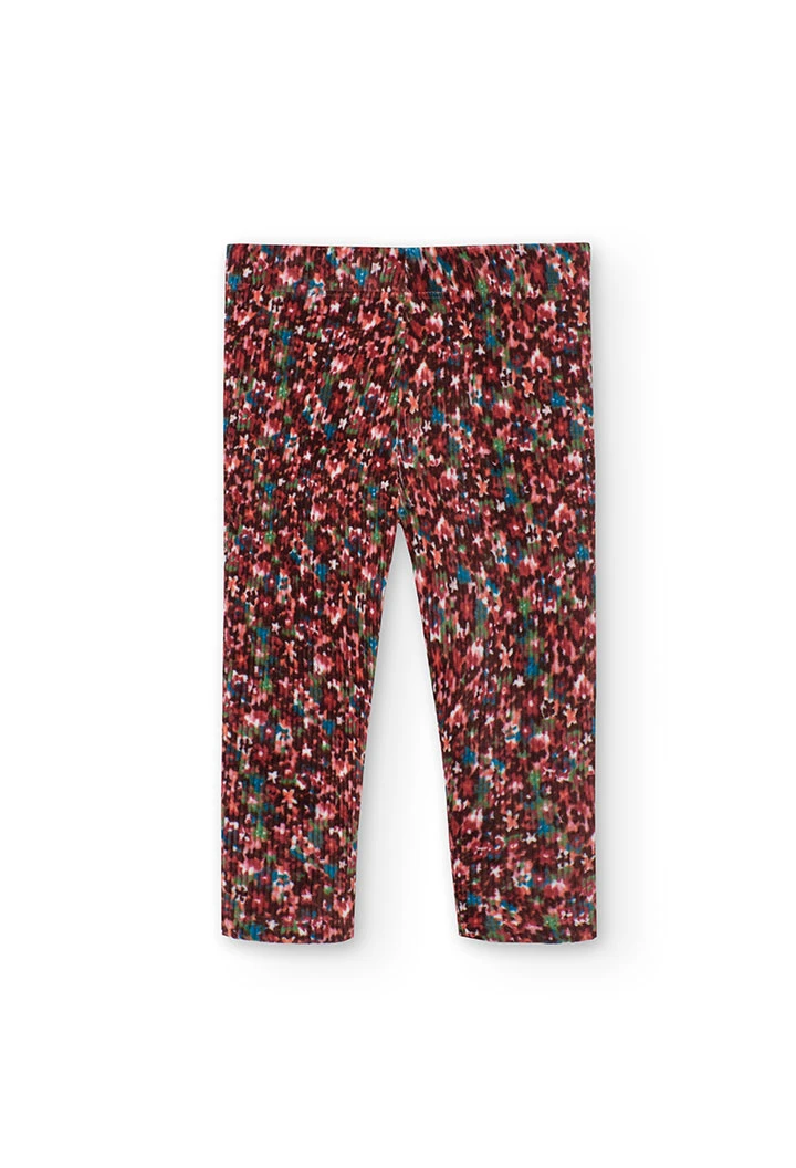 Baby girl\'s corduroy leggings with floral print