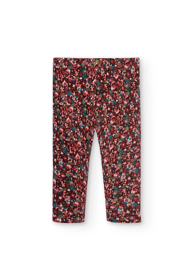 Baby girl\'s corduroy leggings with floral print