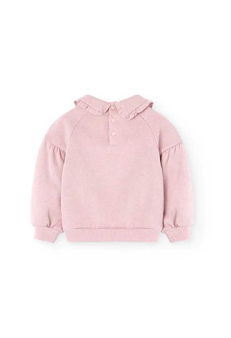 Fleece sweatshirt for baby girl in pink