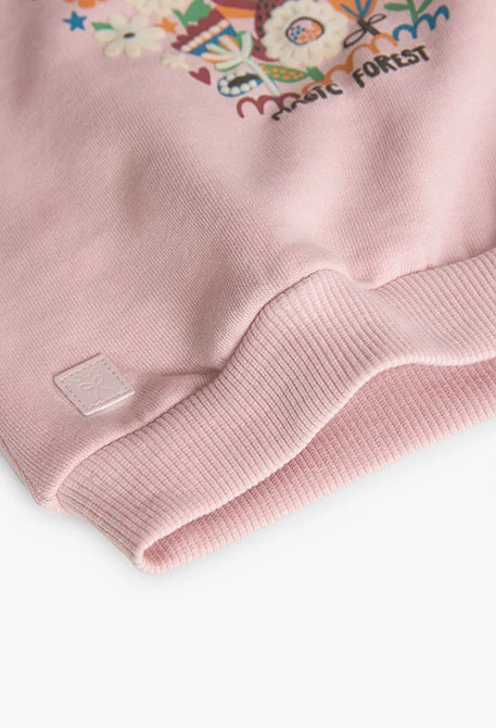 Fleece sweatshirt for baby girl in pink