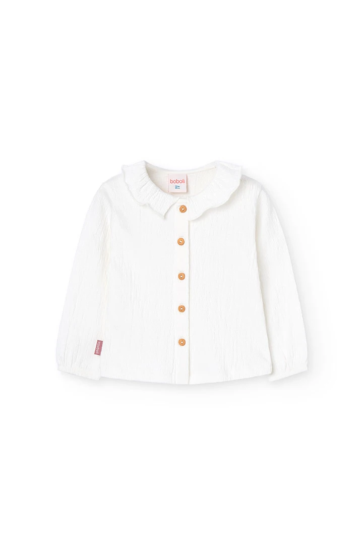 Chemise en maille pour bébé fille de couleur blanche