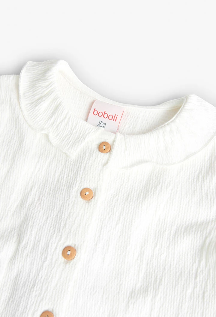 Knitted shirt for baby girl in white colour