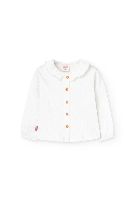 Chemise en maille pour bébé fille de couleur blanche