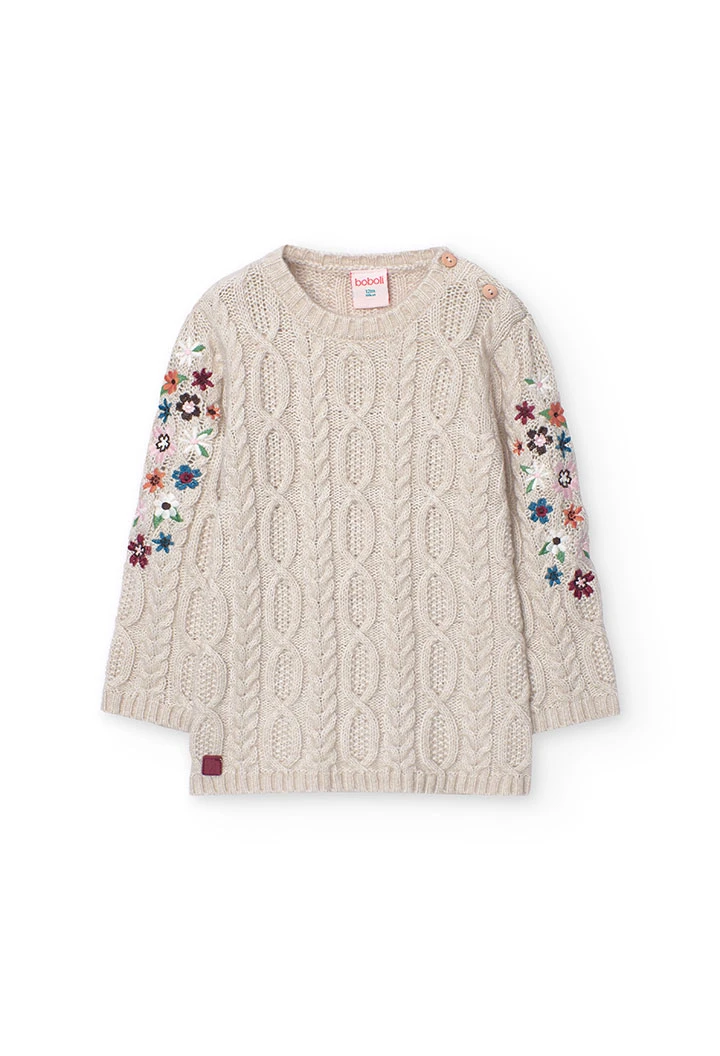 Robe en tricot pour bébé fille en gris chiné