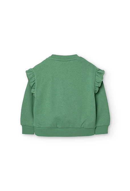 Sudadera de felpa para bebé niña en verde con estampado