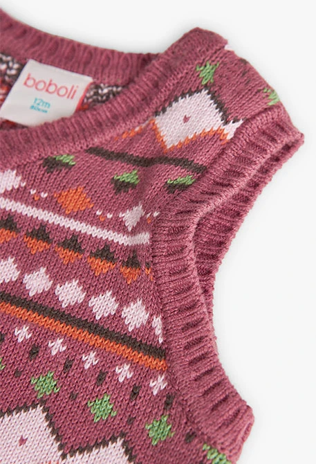 Gilet en tricot pour bébé fille en marron