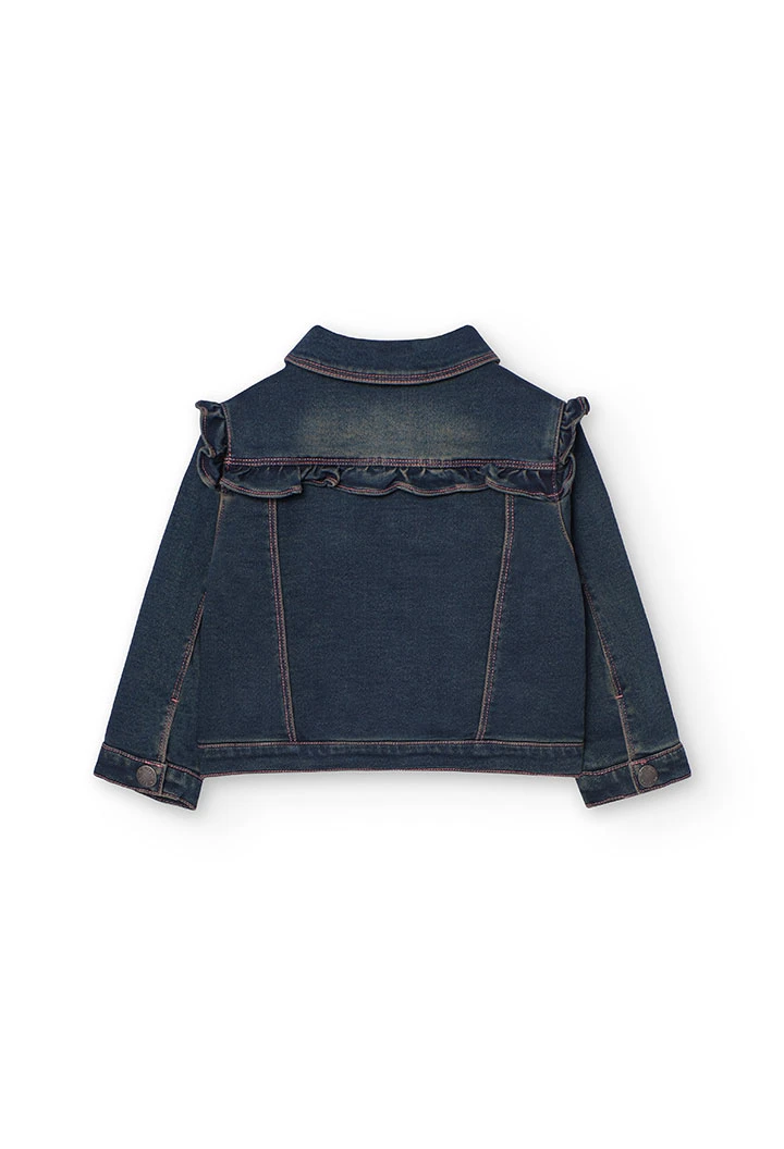 Chaqueta denim para bebé niña en azul oscuro