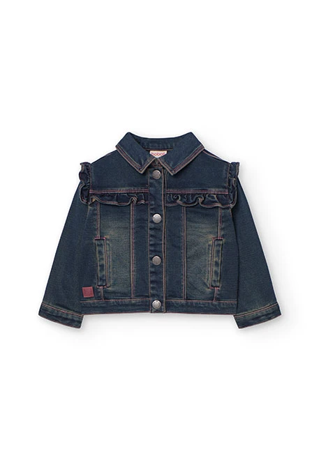 Chaqueta denim para bebé niña en azul oscuro