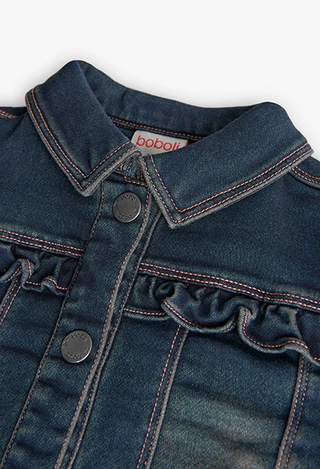 Dark blue denim jacket for baby girl