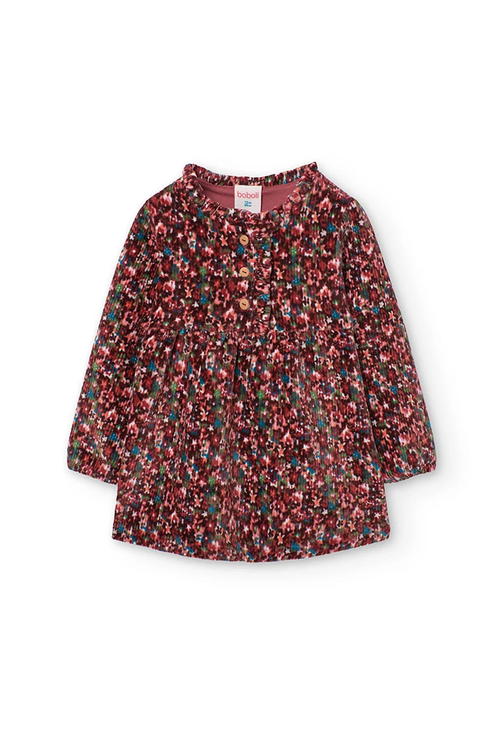 Robe en velours pour bébé fille avec imprimé floral