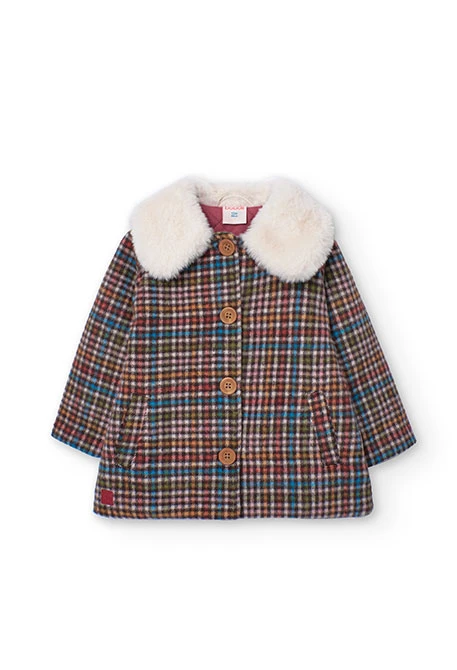 Baby girl\'s wool coat with checked pattern