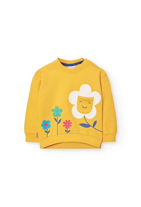 Sudadera de punto para bebé niña en color amarillo