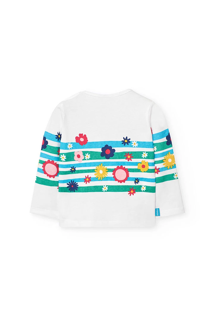 White long-sleeved knitted t-shirt for baby girl
