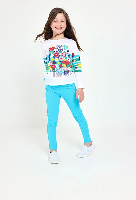 Camiseta de punto para bebé niña en blanco en manga larga