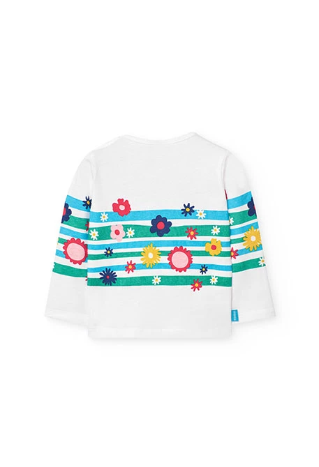 Camiseta de punto para bebé niña en blanco en manga larga