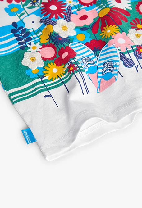 Camiseta de punto para bebé niña en blanco en manga larga