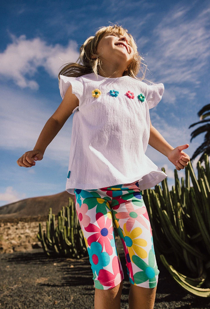 Baby-Mädchen Capri Leggings aus Strick mit Blumenmuster