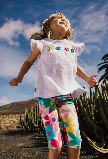 Legging corsaire en maille pour bébé fille avec imprimé fleuri
