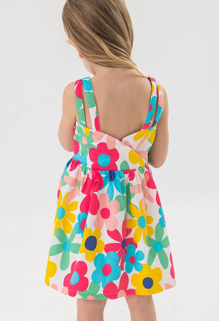 Vestit de setí de nadó nena amb estampat de flors en multicolor