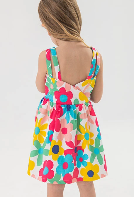 Vestit de setí de nadó nena amb estampat de flors en multicolor