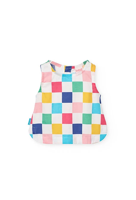 Top de satén de bebé niña con estampado de cuadros en  multicolor