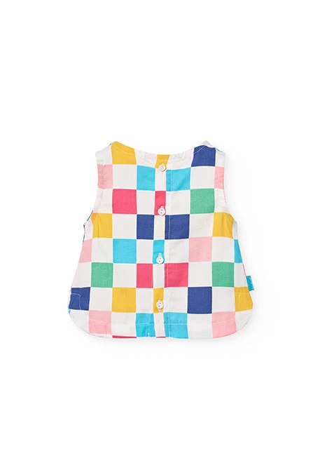 Top de satén de bebé niña con estampado de cuadros en  multicolor