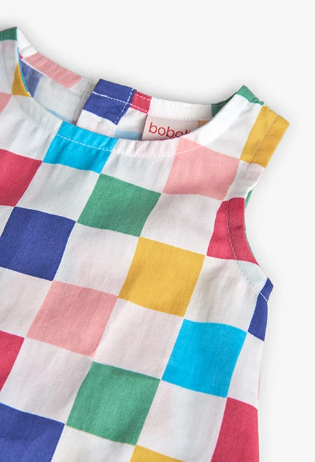 Top de satén de bebé niña con estampado de cuadros en  multicolor
