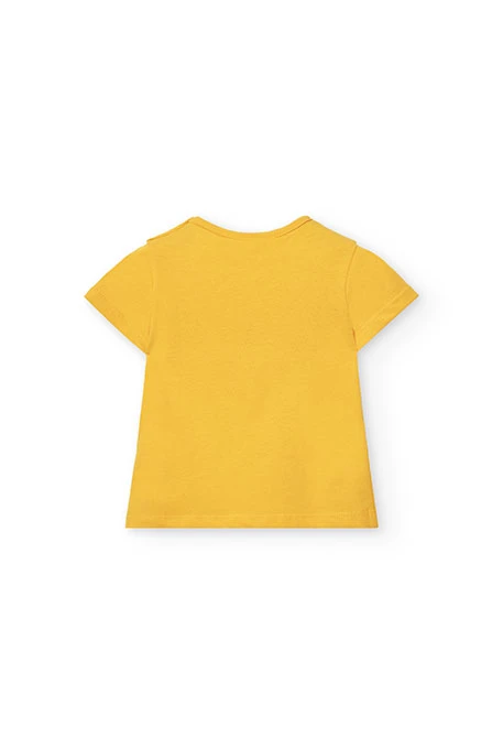 T-shirt en tricot pour bébé fille en jaune avec imprimé