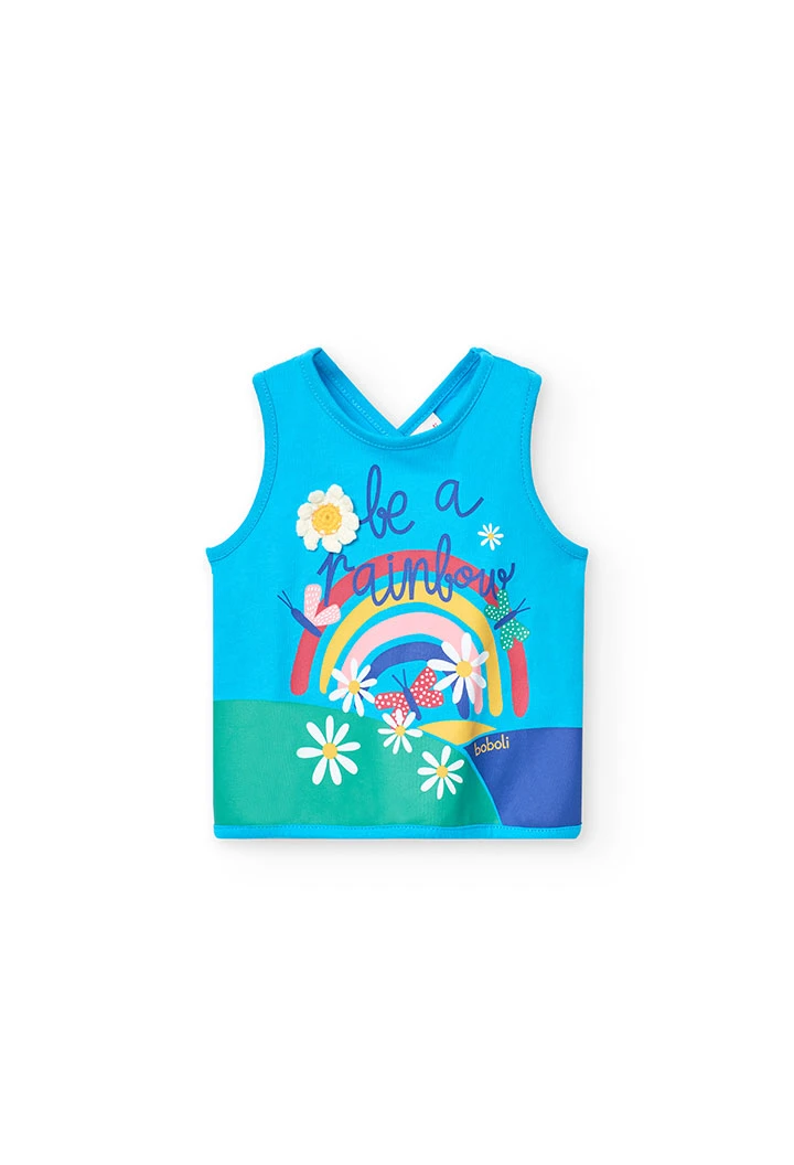 Canotta in maglia per neonata di colore blu