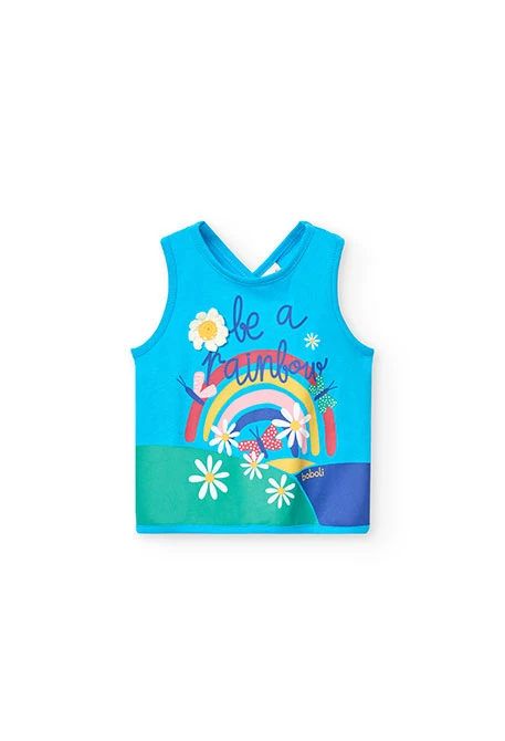 Camiseta de tirante de punto para bebé niña en color azul
