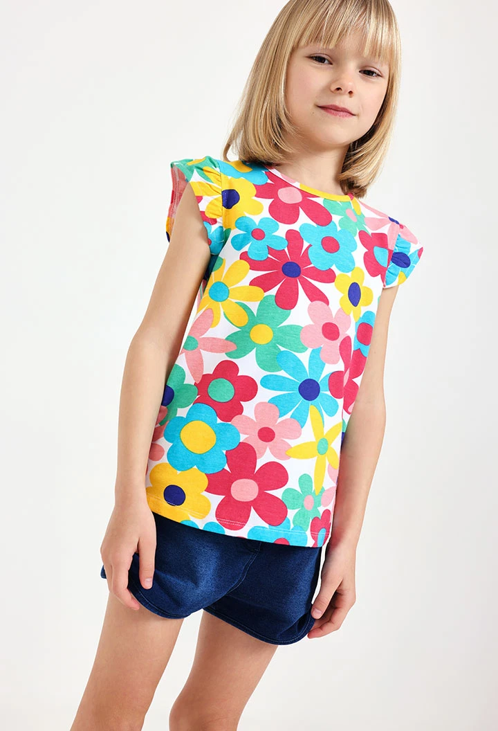 T-shirt en tricot pour bébé fille avec imprimé de fleurs multicolore