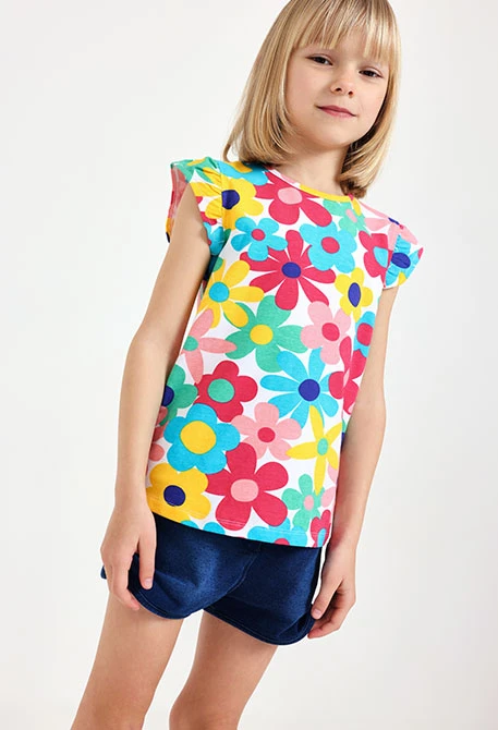 Camiseta de punto para bebé niña con estampado de flores en multicolor