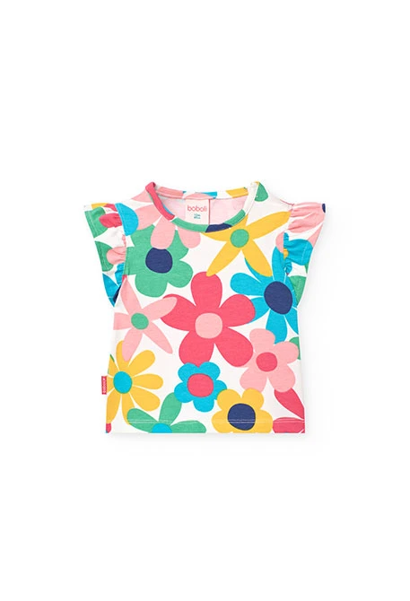 Camiseta de punto para bebé niña con estampado de flores en multicolor