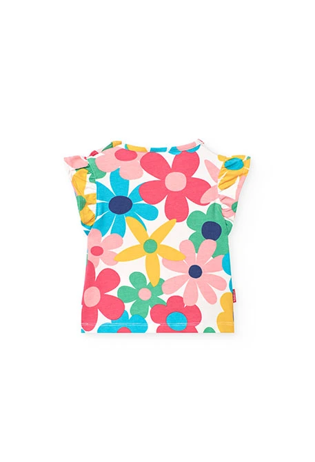 Camiseta de punto para bebé niña con estampado de flores en multicolor