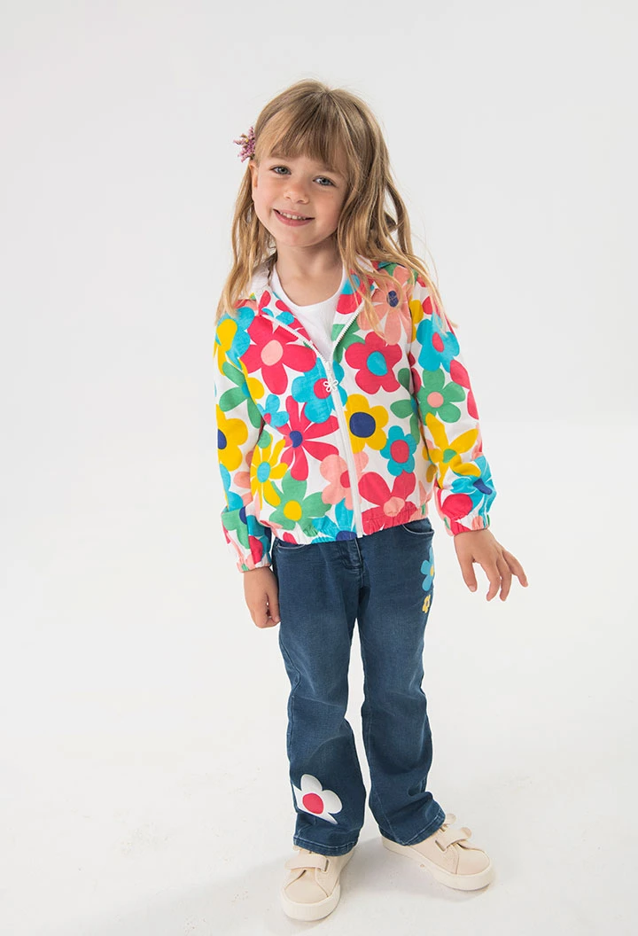 Giacca in felpa per bambina con design floreale