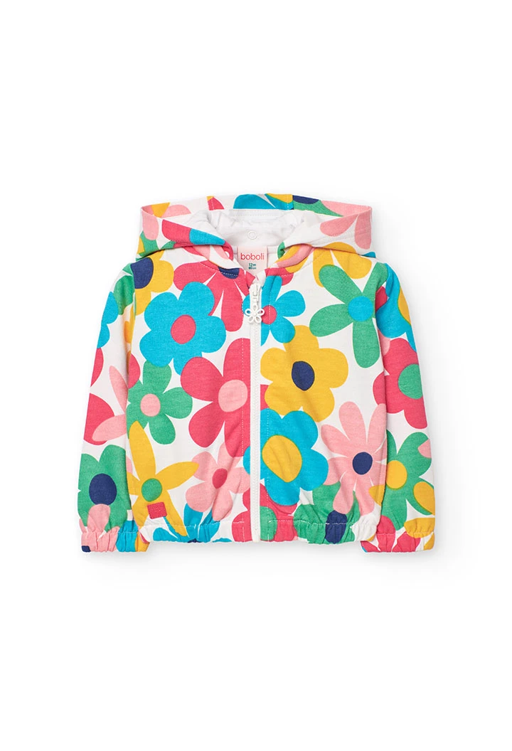 Giacca in felpa per bambina con design floreale