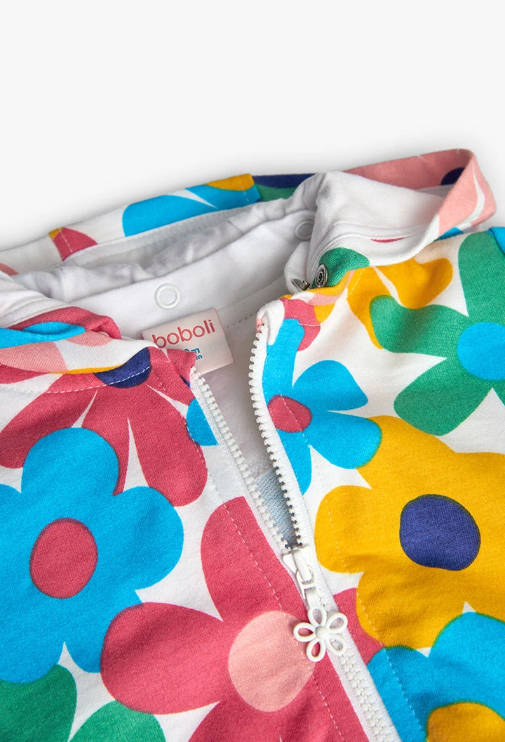 Giacca in felpa per bambina con design floreale