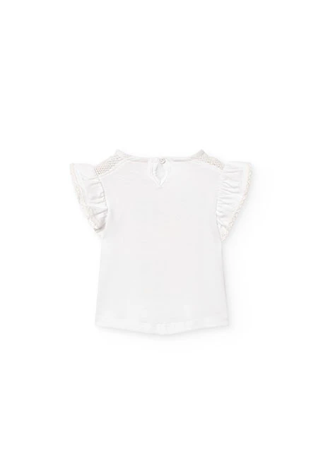 Camiseta de punto liso para bebé niña en blanco