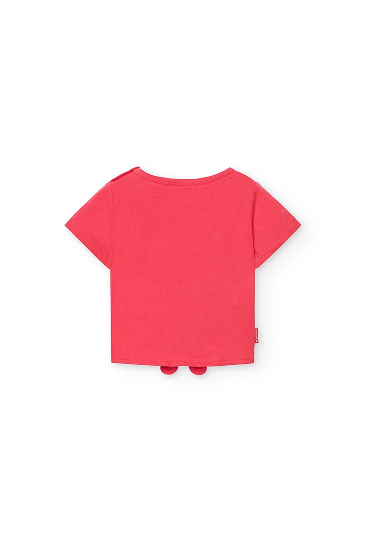 T-shirt en maille pour bébé fille couleur fraise avec imprimé.