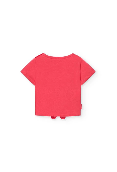 Camiseta de punto para bebé niña en color fresa con estampado