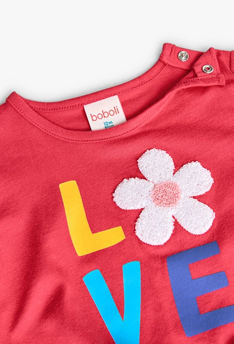 Camiseta de punto para bebé niña en color fresa con estampado